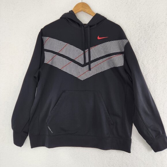 Nike Hoodie ThermaFit Men's XL Black Red Gray - Picture 1 of 8